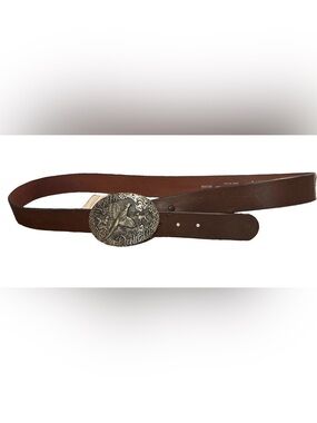 1970s South Dakota Pheasant Hunting Buckle & Brown Vtg Levi’s USA Leather Belt